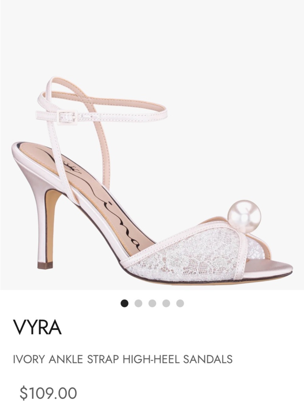 Nina Ivory Pearl-Accent Ankle-Strap Heels